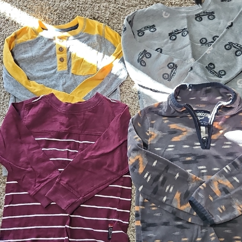 OshKosh B'gosh Kids Long Sleeve Shirt Set - Gray, Yellow, Burgundy, Multicolor